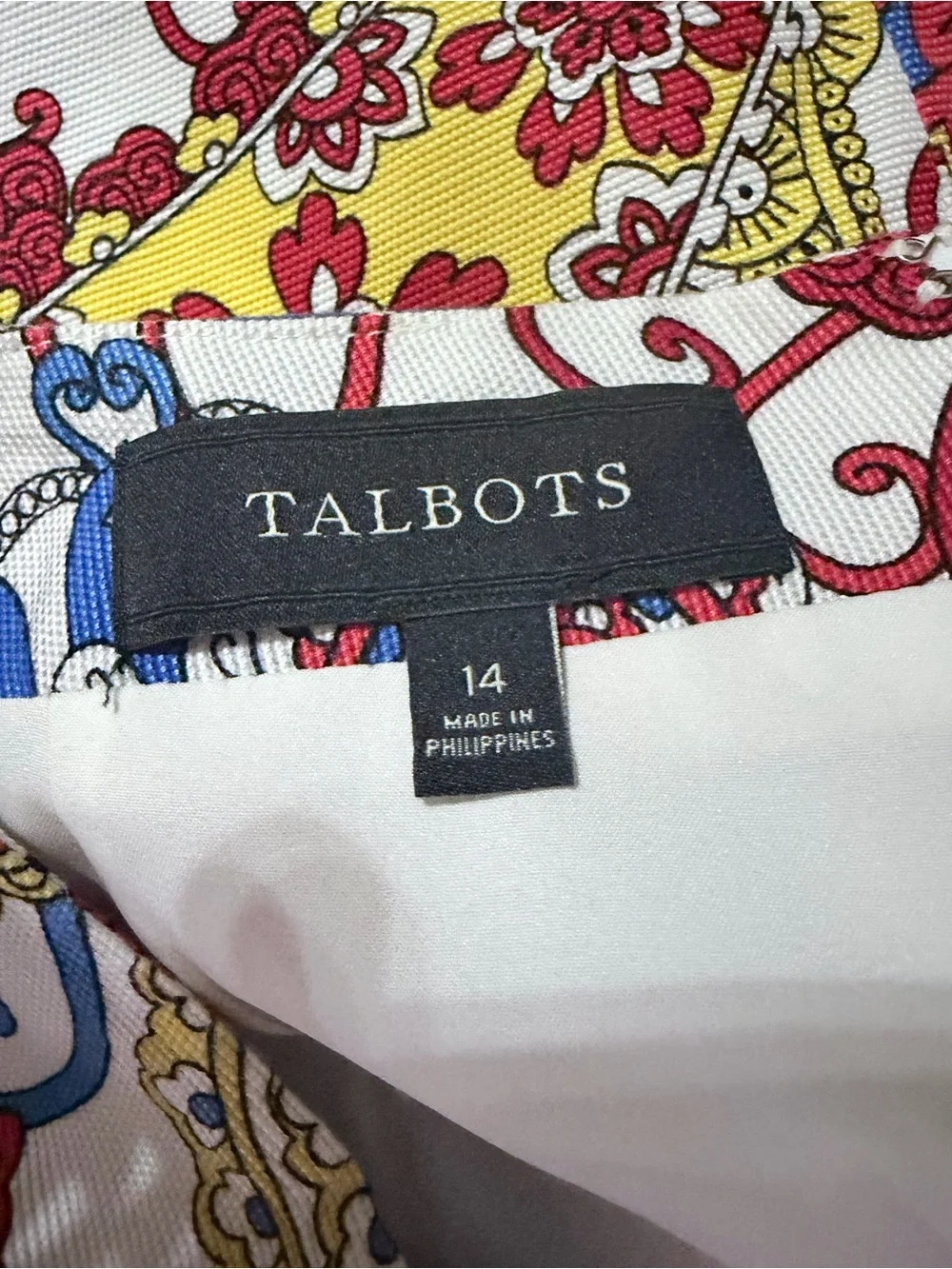 Talbots Multicolor Paisley Midi Skirt - Red, Blue, Yellow, White